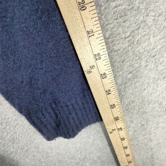 J Crew Pullover Sweater Mens Sz M Wool Navy Blue 1/4 Zip Long Sleeve Tight Knit - Picture 6 of 13